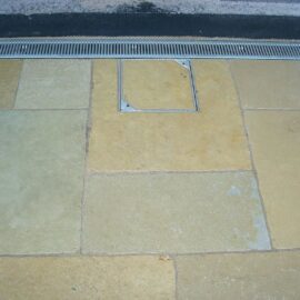 yellow limestone paving