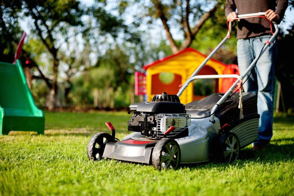 Man Mowing Turf